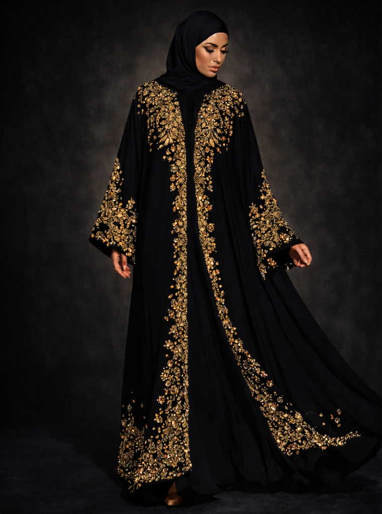 عباية بتطريز ذهبي